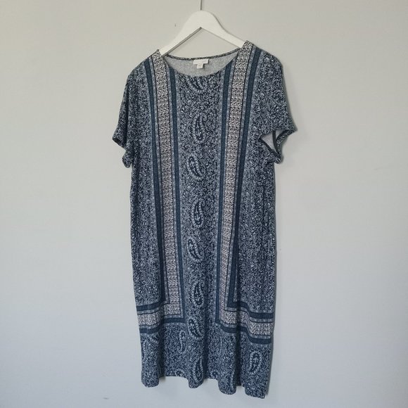$5 LAST CALL! J. JILL | Blue Paisley Shift Dress - Picture 1 of 6